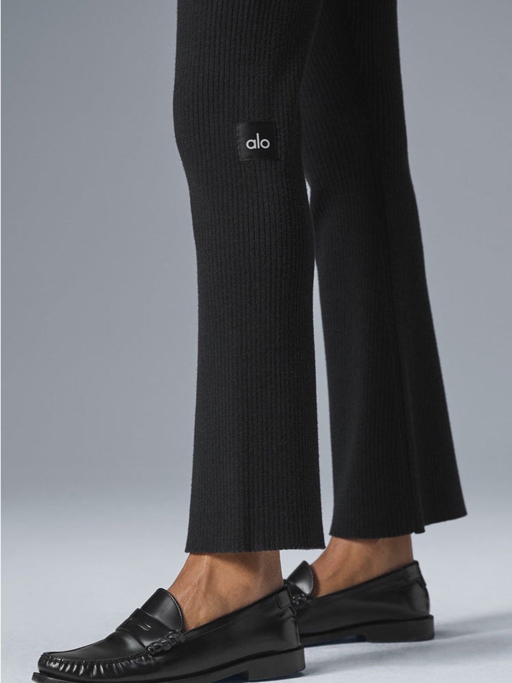 ALO Yoga Denim Knit High-Waist Flare Pants 32”